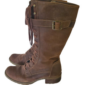 Timberland 8.5 Brown Nubuck Leather Tall Riding Boots, Lace or  Zip Hiking -Used